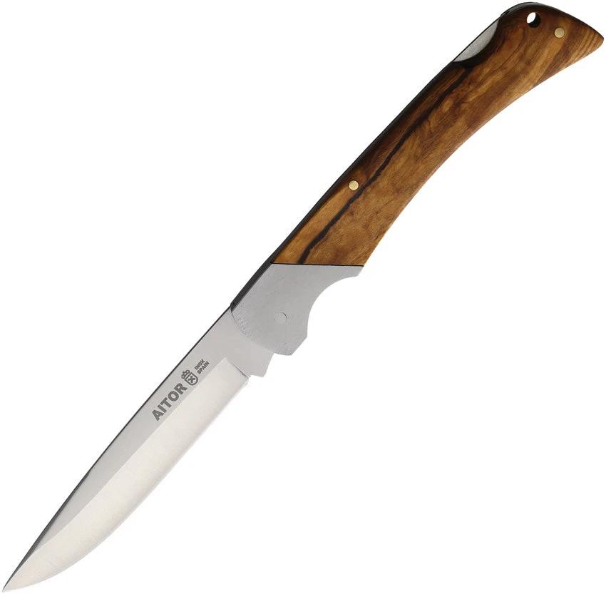 Aitor Command Lockback Knife Olive Wood Handle Satin Blade 4.25 Inch Premium Everyday Carry Boxed Lanyard Hole by Aitor