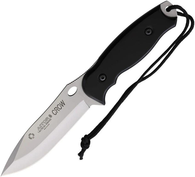 Aitor Crow Fixed Blade Knife Satin 4.5in Blade Full Tang Pro Leather Belt Sheath Lanyard Hole Outdoorsmen by Aitor