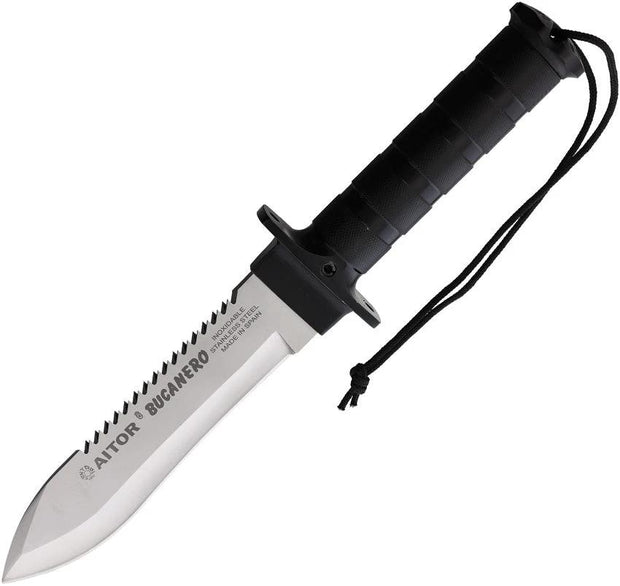 Aitor Bucanero Fixed Blade Knife With Survival Kit Sawback 6.5in Stainless For Outdoor Enthusiasts by Aitor