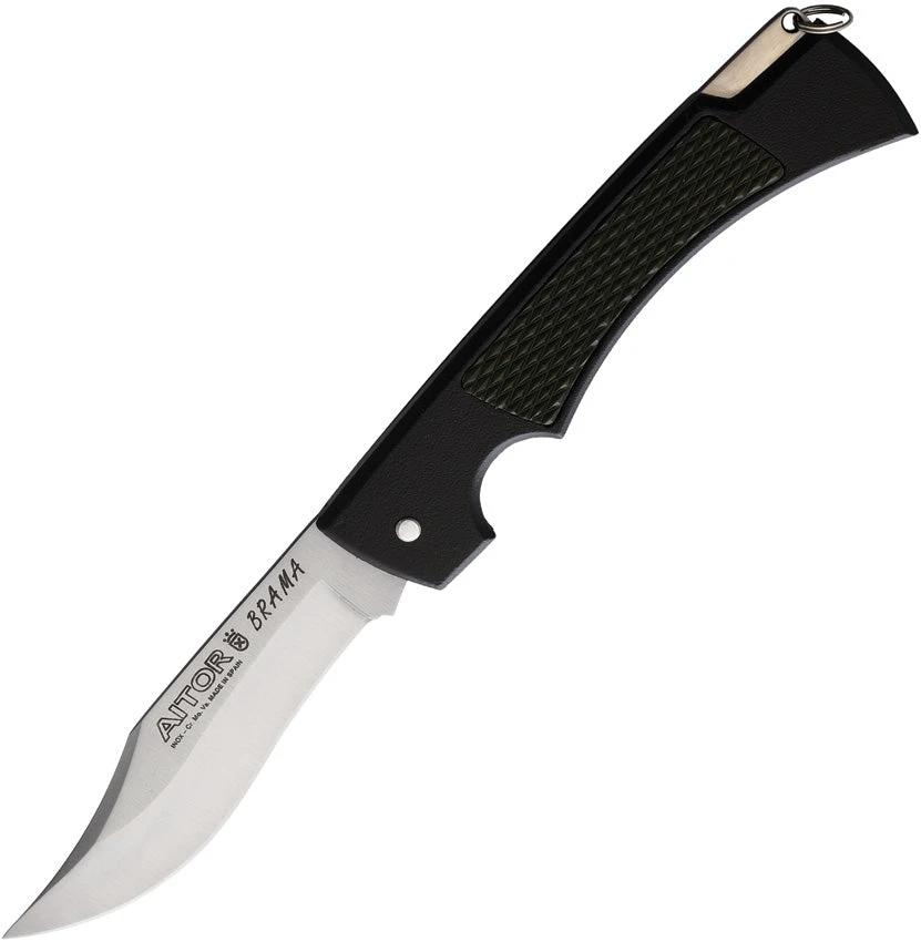 Aitor Brama Lockback Knife Black Aluminum Handle 3.5Inch Satin MoVa Clip Point EDC Enthusiasts Premium by Aitor