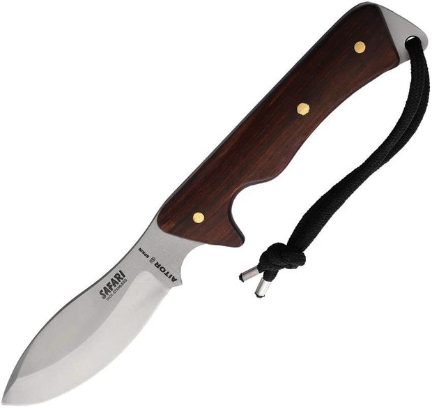 Aitor Safari Jr Durable Fixed Blade Knife 9In 3.5In Satin Blade Wood Handle Full Tang Belt Sheath For Youth Outdoors by Aitor
