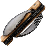 Akinod Folding Cutlery Set Magnetic 7 Inch with Olive Wood Handle Boxed for Outdoor Adventurers by Akinod