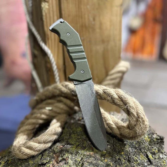 Cold Steel 14AKA AK-47 Field Knife Fixed 5.5" CPM-3V Stonewashed Blade, OD Green G10 Handles, Secure-Ex Sheath