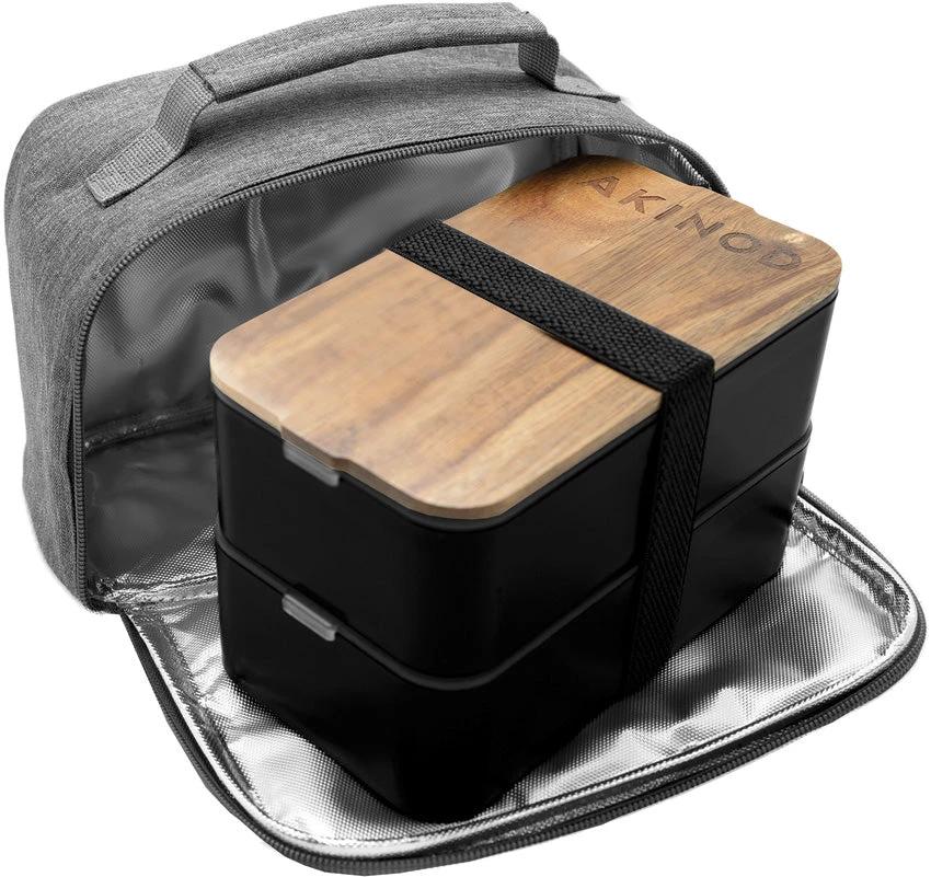 Akinod Bento Lunch Bag With Double Compartment And Leak Proof 1.4L Lid Doubles As Cutting Board For Office Lunches by Akinod