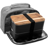 Akinod Bento Lunch Bag With Double Compartment And Leak Proof 1.4L Lid Doubles As Cutting Board For Office Lunches by Akinod
