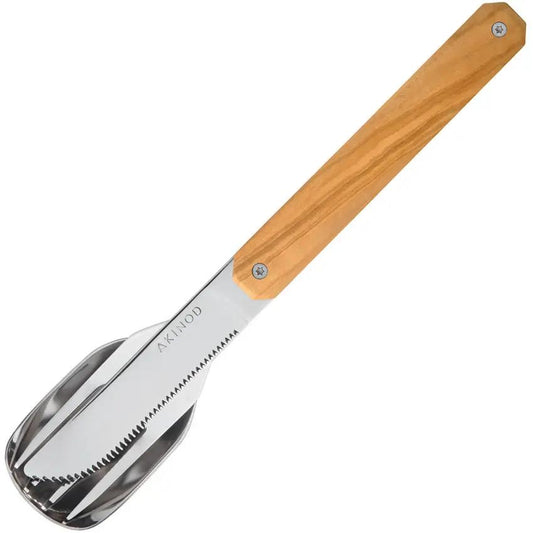 Akinod Magnetic Cutlery Set With Olive Wood Handle 3 Piece Stainless Steel Cutlery Boxed Gift For Home Chefs by Akinod