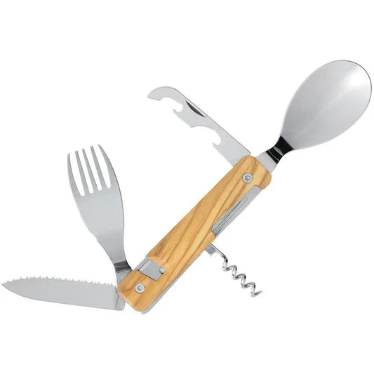 Akinod Magnetic Folding Cutlery Set With Olive Wood Handle 7 Inch Portable Camping Utensils Boxed by Akinod