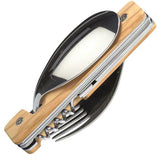 Akinod Magnetic Folding Cutlery Set With Olive Wood Handle 7 Inch Portable Camping Utensils Boxed by Akinod