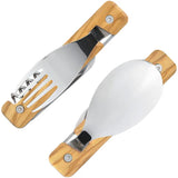 Akinod Magnetic Folding Cutlery Set With Olive Wood Handle 7 Inch Portable Camping Utensils Boxed by Akinod