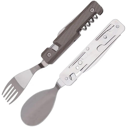Akinod Folding Cutlery Set Magnetic 7 Inch With Corkscrew Bottle Opener Durable Aluminum Handle For Outdoor Enthusiasts by Akinod