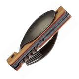 Akinod Folding Cutlery Set With Olive Wood Handle Gray Titanium Finish Magnetic Assembly For Outdoor Enthusiasts by Akinod
