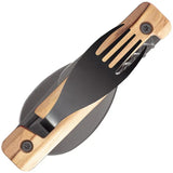 Akinod Folding Cutlery Set With Olive Wood Handle Gray Titanium Finish Magnetic Assembly For Outdoor Enthusiasts by Akinod