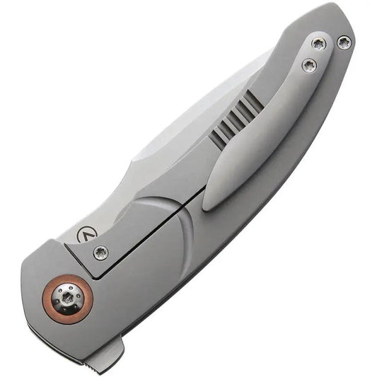 Alliance Designs Deimos Framelock Knife Premium M390 Blade Copper Accents Gray Titanium Handle For EDC Enthusiasts by Alliance Designs