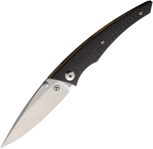 Alliance Designs Chisel CF Bronze AL014 Folding Knife For EDC Enthusiasts With M390 Blade And Carbon Fiber Onlay by Alliance Designs