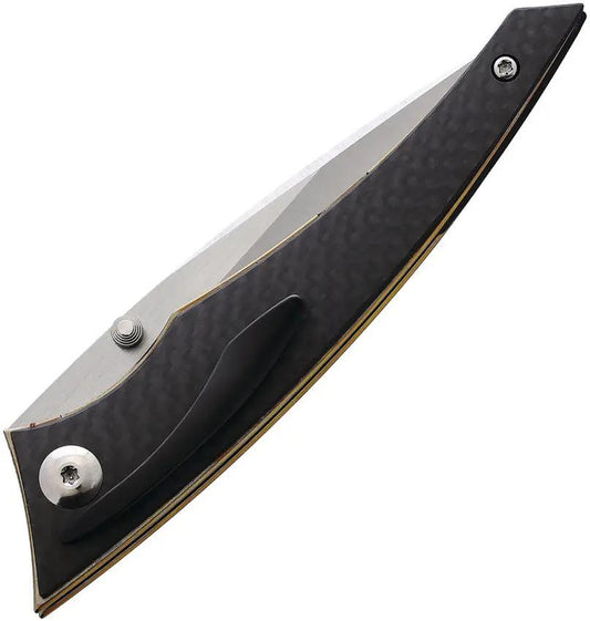 Alliance Designs Chisel CF Bronze AL014 Folding Knife For EDC Enthusiasts With M390 Blade And Carbon Fiber Onlay by Alliance Designs