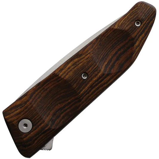 Salamandra LinerLock Bocote 190 051 - Sculpted Bocote Wood Handle With Extended Tang And Satin Stainless Blade by Salamandra