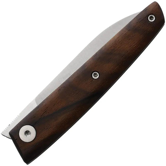 Salamandra Linerlock Ziricote Knife 230 032 - Satin Bohler N690 Blade With Extended Tang by Salamandra