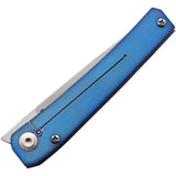 Salamandra S-310 Framelock - 2.75 Inch Satin Bohler N690 Blade, Walnut Handle, Blue Anodized Back, Extended Tang by Salamandra