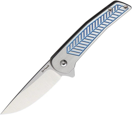 Alliance Designs Scout Framelock Knife Blue Titanium Handle For EDC Enthusiasts Satin RWL34 Blade Extended Tang by Alliance Designs