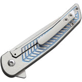 Alliance Designs Scout Framelock Knife Blue Titanium Handle For EDC Enthusiasts Satin RWL34 Blade Extended Tang by Alliance Designs
