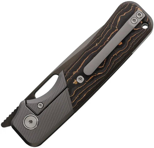 Ameight Knives Felix II Framelock Bronze Copper Foil Carbon Fiber M390 Drop Point For EDC Enthusiasts by Ameight Knives