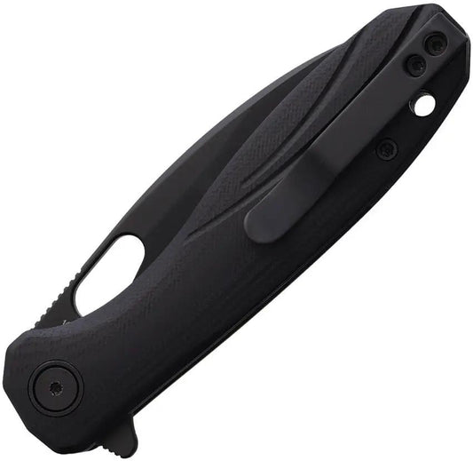 Ameight Eymor Linerlock Knife Black AME505BK For EDC Enthusiasts 3.13in 14C28N Blade G10 Handle Pocket Clip by Ameight Knives
