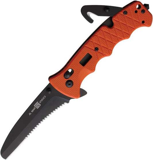 Al Mar Rescue Crossbar Lock Knife 1050RAK Assisted Opening With Orange G10 Handle For Emergency Responders by Al Mar