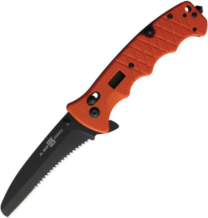 Al Mar Rescue Crossbar Lock Knife 1050RAK Assisted Opening With Orange G10 Handle For Emergency Responders by Al Mar