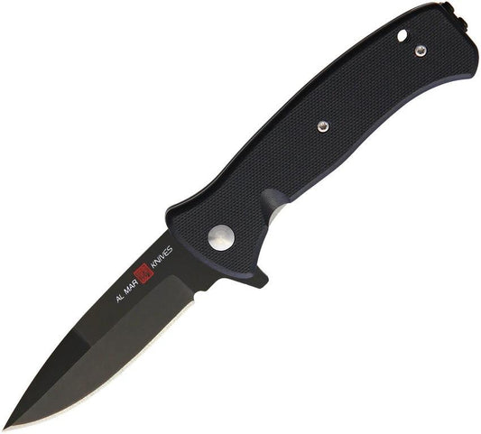 Al Mar Mini SERE 2020 Linerlock Assisted Opening Knife For EDC Fans With Black G10 Handle D2 Tool Steel Blade by Al Mar