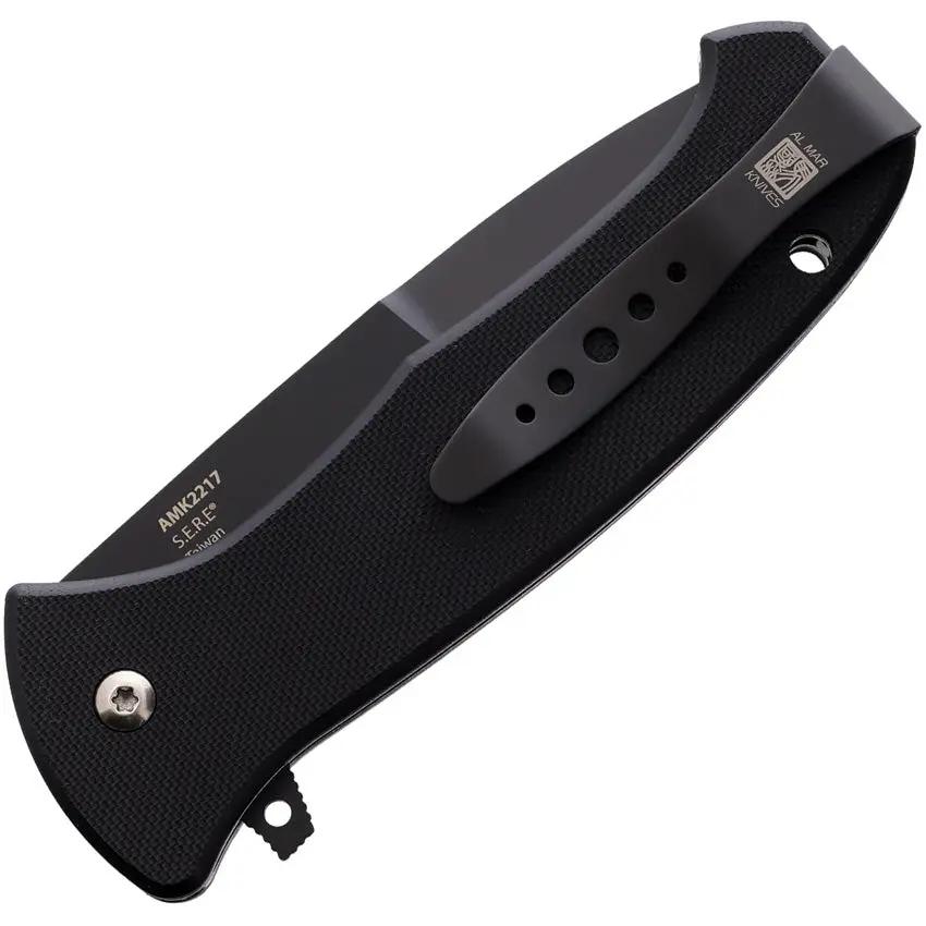 Al Mar SERE Linerlock AMK2217 Tactical Knife With TiNi S35VN Blade Black G10 Extended Tang For EDC Enthusiasts by Al Mar