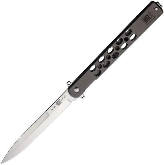 Al Mar Quicksteel Framelock AMK4051 Knife For EDC Enthusiasts Satin 4 Inch Blade Gray Handle Extended Tang by Al Mar