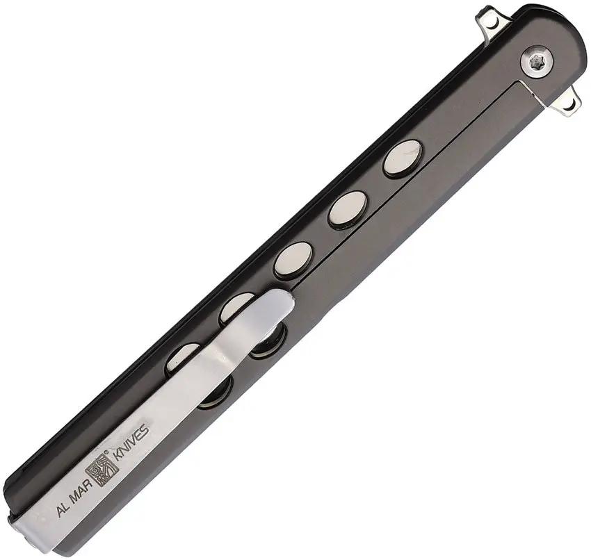 Al Mar Quicksteel Framelock AMK4051 Knife For EDC Enthusiasts Satin 4 Inch Blade Gray Handle Extended Tang by Al Mar