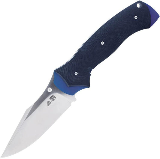 Al Mar B-21 Linerlock Knife With D2 Satin Clip Point Blade 5.13 Inch Closed Black Blue G10 Handle EDC Tactical by Al Mar