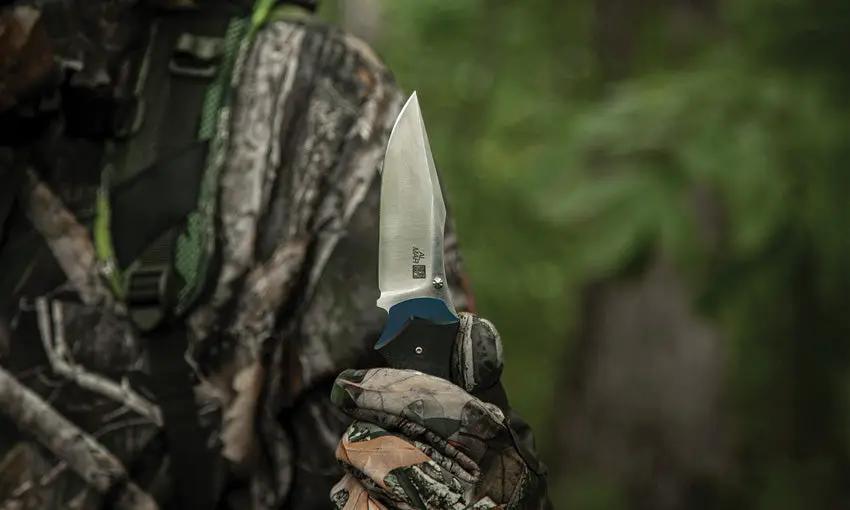 Al Mar B-21 Linerlock Knife With D2 Satin Clip Point Blade 5.13 Inch Closed Black Blue G10 Handle EDC Tactical by Al Mar