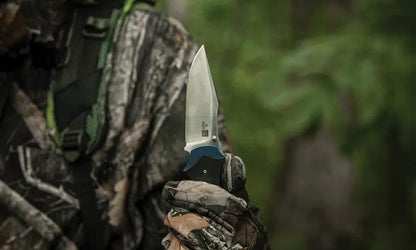 Al Mar B-21 Linerlock Knife With D2 Satin Clip Point Blade 5.13 Inch Closed Black Blue G10 Handle EDC Tactical by Al Mar