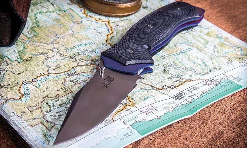 Al Mar B-21 Linerlock Knife With D2 Satin Clip Point Blade 5.13 Inch Closed Black Blue G10 Handle EDC Tactical by Al Mar