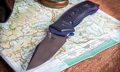 Al Mar B-21 Linerlock Knife With D2 Satin Clip Point Blade 5.13 Inch Closed Black Blue G10 Handle EDC Tactical by Al Mar