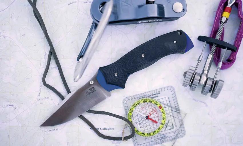 Al Mar B-21 Linerlock Knife With D2 Satin Clip Point Blade 5.13 Inch Closed Black Blue G10 Handle EDC Tactical by Al Mar