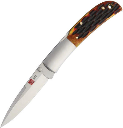 Al Mar Falcon Lockback Knife With Honey Jigged Bone Handle Satin AUS 8 Blade Stainless Bolsters For Knife Collectors by Al Mar
