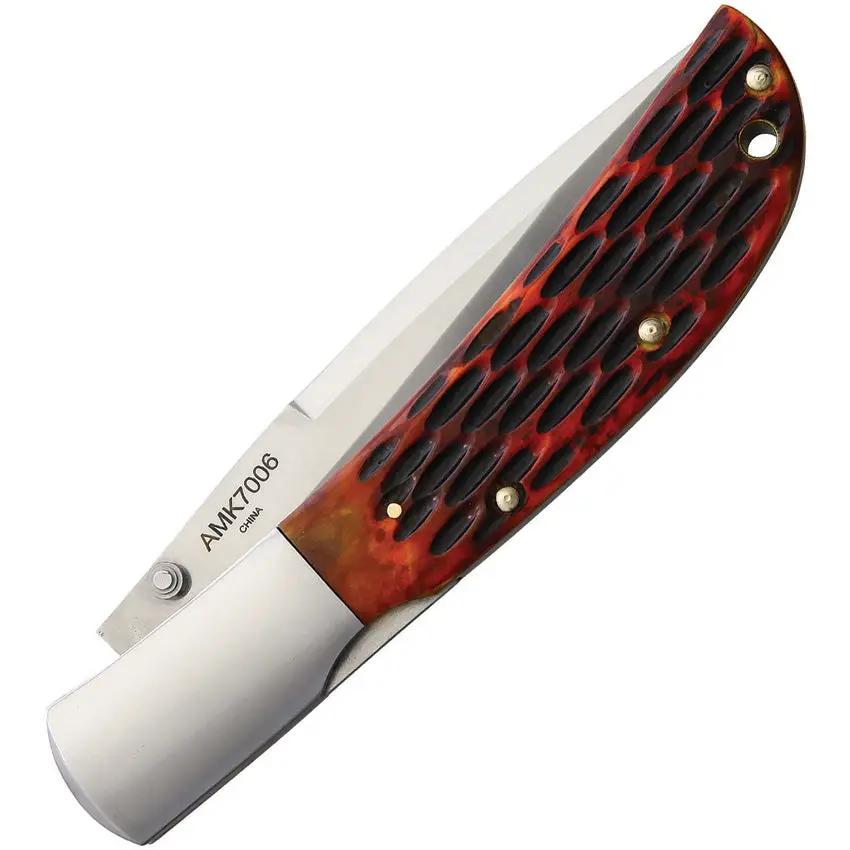 Al Mar Eagle Lockback Knife 4in Satin AUS8 Blade Honey Jigged Bone Handle For Collectors by Al Mar