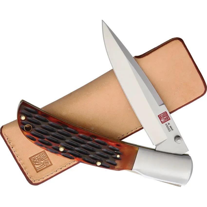 Al Mar Eagle Lockback Knife 4in Satin AUS8 Blade Honey Jigged Bone Handle For Collectors by Al Mar