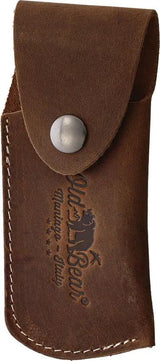 Old Bear Medium Folder Gift Set - Satin Nitrogen Steel Blade With Brass Ferrule And Leather Sheath by Old Bear