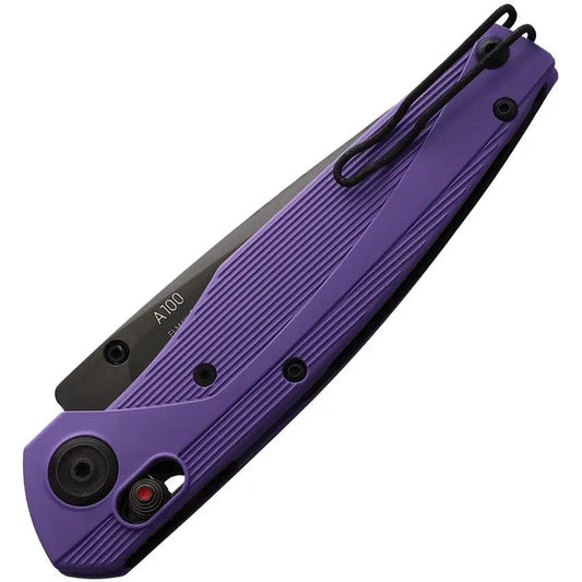 Acta Non Verba A Lock Knife Elmax Purple GRN Handle With Black DLC Blade Thumb Stud EDC ANVA100 by Acta Non Verba Knives