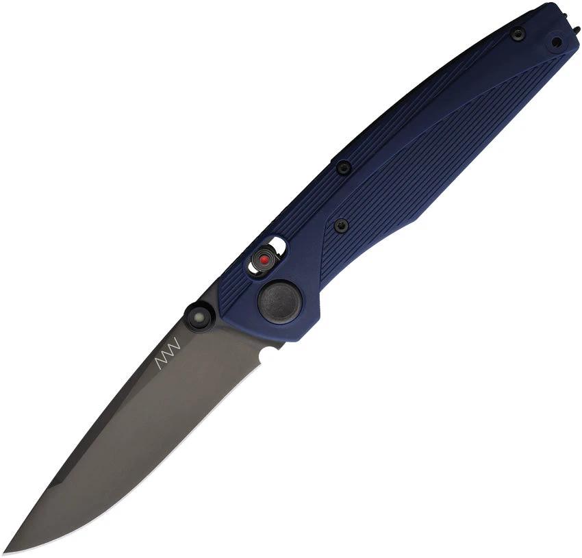 Acta Non Verba A100 A Lock BB Blue EDC Knife With Gray DLC Sleipner Blade And Thumb Stud by Acta Non Verba Knives