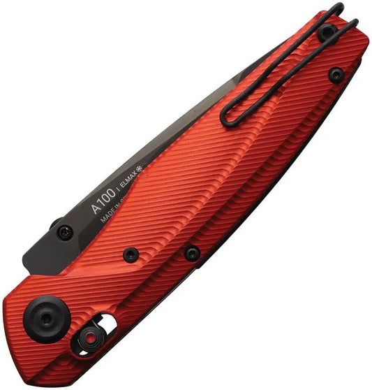 Acta Non Verba A100 A Lock Knife Black DLC Elmax Blade Red Aluminum Handle EDC Enthusiasts by Acta Non Verba Knives