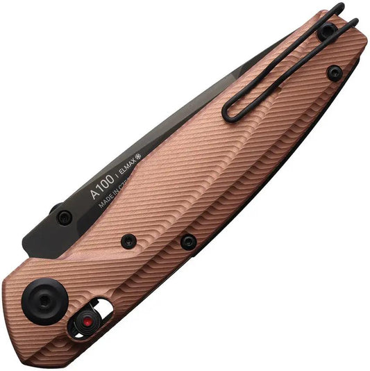 Acta Non Verba A100 A Lock Knife Premium Rose Gold Aluminum Handle 3 63 Inch Elmax DLC Blade For EDC Fans by Acta Non Verba Knives