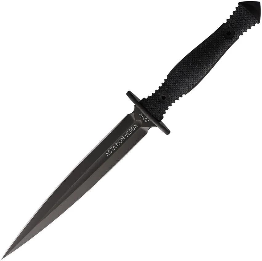 Acta Non Verba M500 Fixed Blade Knife Elmax Steel DLC Coated 7.75in Dagger Full Tang Kydex Sheath For Outdoorsmen by Acta Non Verba Knives