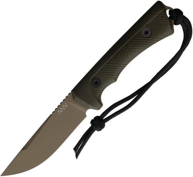 Acta Non Verba P200 Fixed Blade Knife Sleipner Steel Cerakote OD Green GRNPU Handle Extended Tang For Outdoors by Acta Non Verba Knives