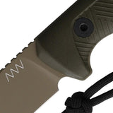 Acta Non Verba P200 Fixed Blade Knife Sleipner Steel Cerakote OD Green GRNPU Handle Extended Tang For Outdoors by Acta Non Verba Knives