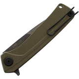 Acta Non Verba Z100 Linerlock Olive G10 Handle Sleipner Blade DLC Knife For EDC Enthusiasts With Tang Pocket Clip by Acta Non Verba Knives